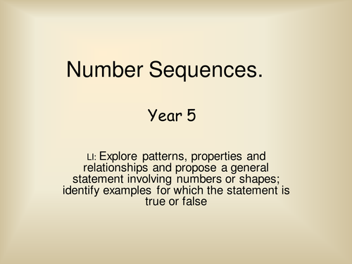 Year 5 - Number Sequences - Presentation - Numeracy - Block A Unit 2