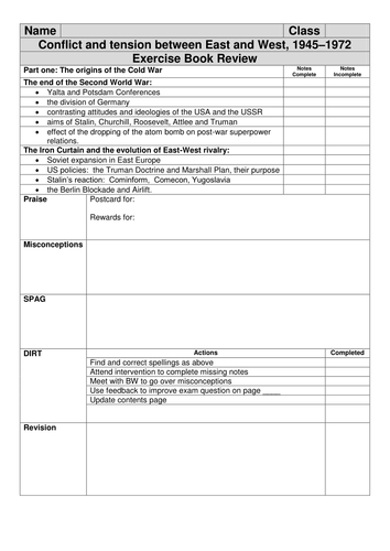 Marking Checklists for AQA History GCSE Units