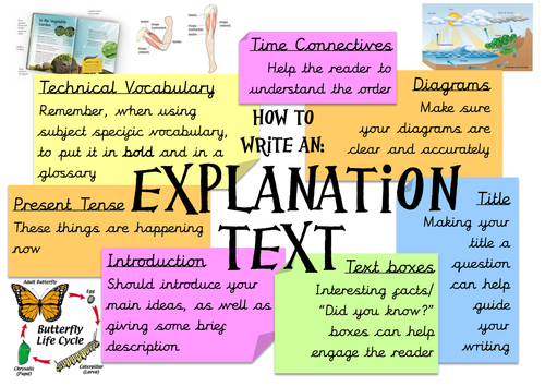 Features of explanation texts poster