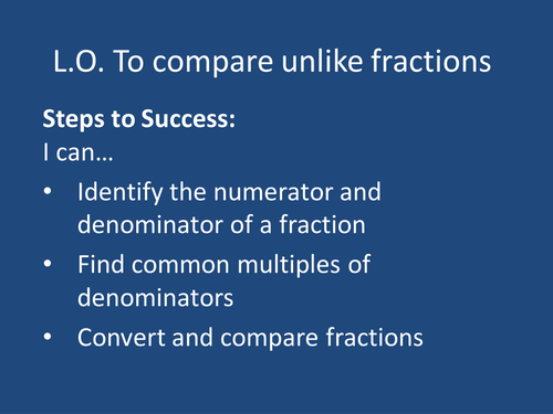 Comparing fractions