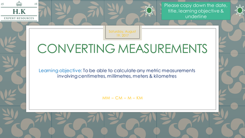 Converting Measurements - Year 5/6 - Includes answers  - 4  Lessons!
