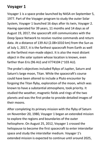 Voyager 1 Handout