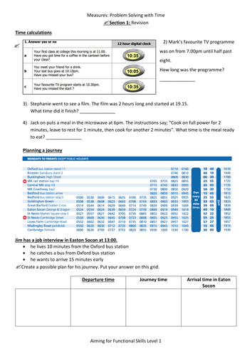 Functional Skills Exam Revision Worksheets-Time