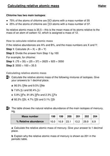 SC3c_Isotopes worksheets and mark-schemes CC3c