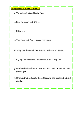 Read and write numbers to 1,000,000 and determine the value of each digit-Fluency, reasoning & PS