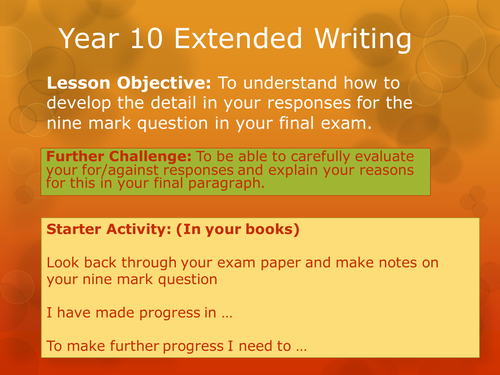 GCSE Business Extended writing Lesson Powerpoint
