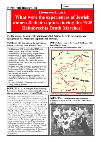What were the experiences of the women and their captors during the Helmsbrechts Death Marches?