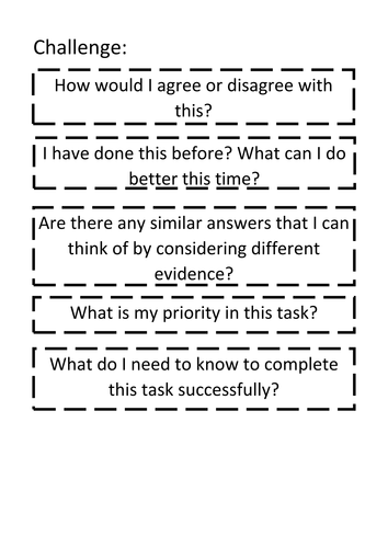 Display resource: Metacognitive Questioning Board