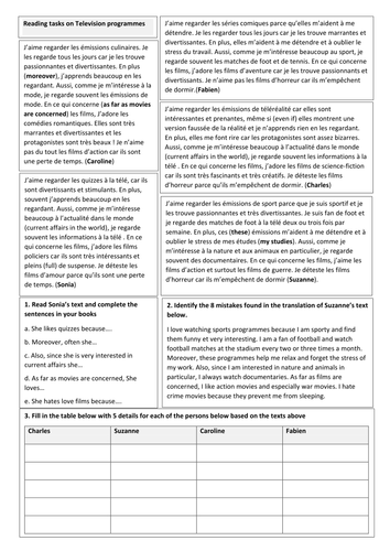 KS3/4 French - Pool of resources on talking about TV