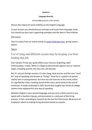 7702 AQA AS Level English Language - Paper 2 QPs Discursive Essay (Pack 2)