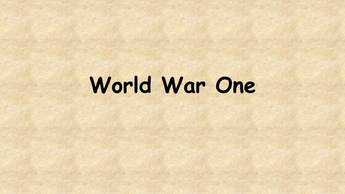 An introduction to World War One