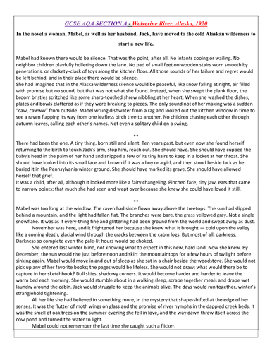 GCSE AQA LANGUAGE PAPER 1 - SECTION A - COMPLETE