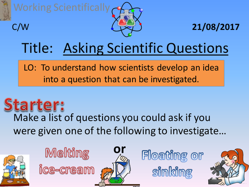 Activate 1:  Working Scientifically 1.1  Asking Scientific Questions