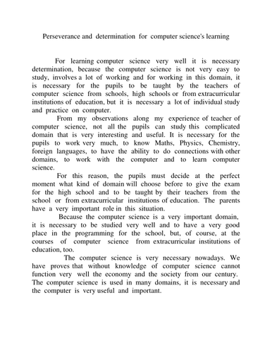 Perseverance  and  determination  for  computer  science's  learning