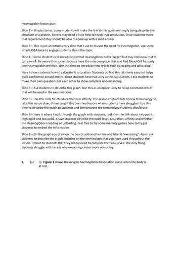 Haemoglobin introduction. A Level Biology. 7401/7402