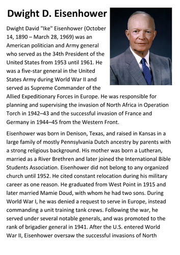Dwight D. Eisenhower Handout