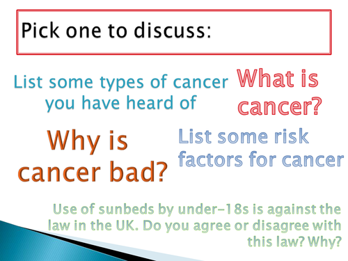 GCSE NEW SPEC - B7 - Non-communicable diseases - lesson on cancer