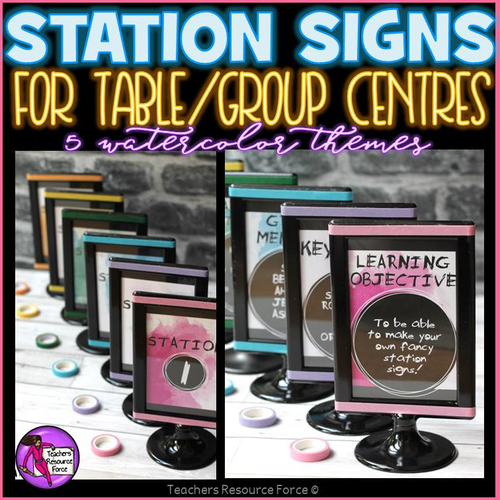 Station Centre signs for the classroom