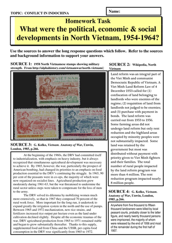 What were the political, economic and social developments in North Vietnam 1954-1964?