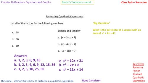 16.4 - Factorising Quadratic Expressions