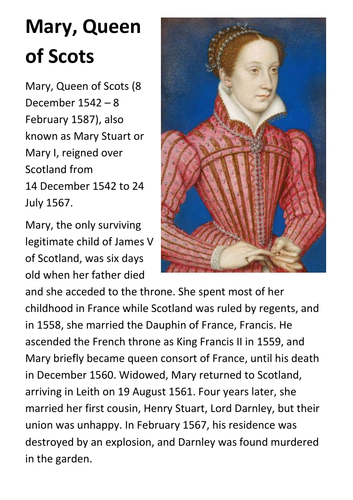 Mary, Queen of Scots Handout
