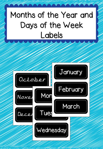 Months of the Year and Days of the Week - Labels