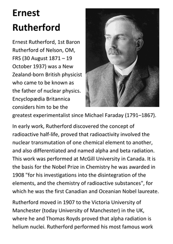 Ernest Rutherford Handout