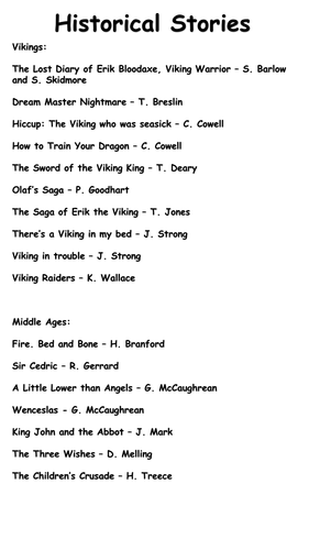 Stories for the Vikings and the Middle Age