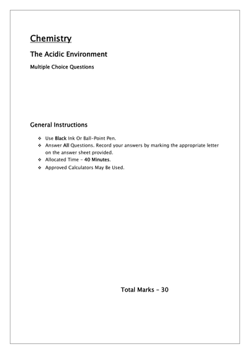 Chemistry - The Acidic Environment