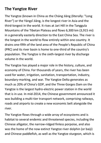 The Yangtze River Handout