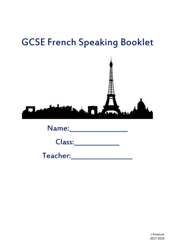 GCSE French speaking booklet 9-1 conversation questions