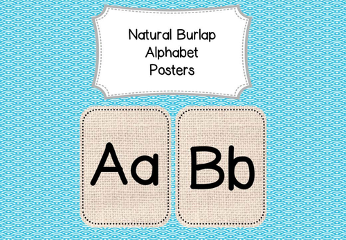 Display: Natural Burlap Alphabet Posters