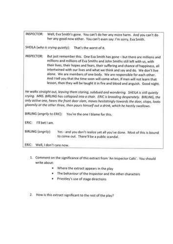 An Inspector Calls: the Inspector's final speech