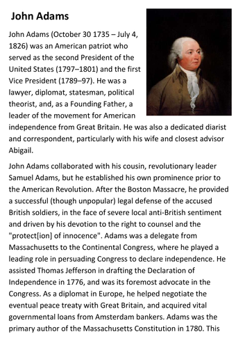 John Adams Handout