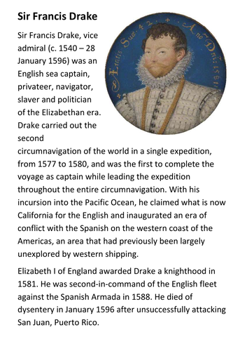 Sir Francis Drake Handout