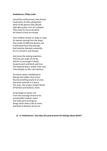 Unseen Poetry Practice: 'Ambulances' and 'I Am!'