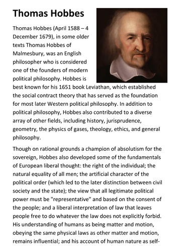 Thomas Hobbes Handout