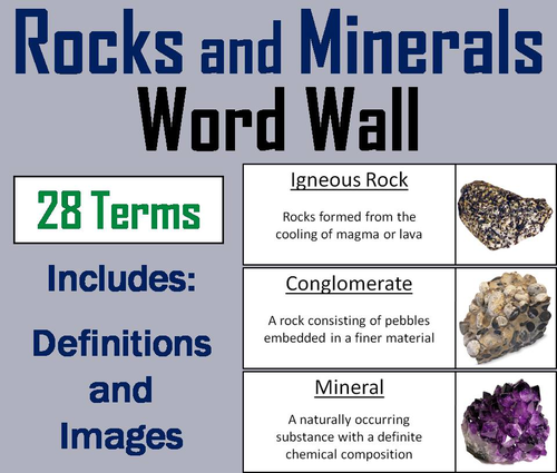 Rocks and Minerals Word Wall Cards