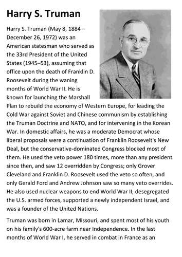 Harry S. Truman Handout