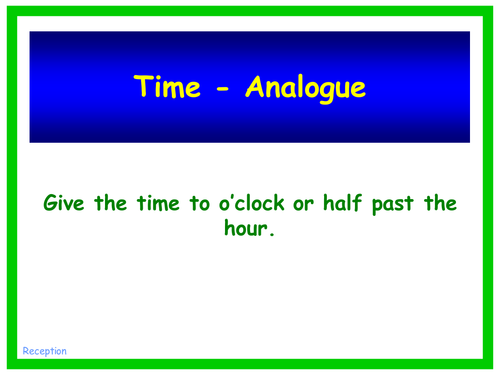 Time - Analogue and Digital clock times for O'clock and Half Past the Hour