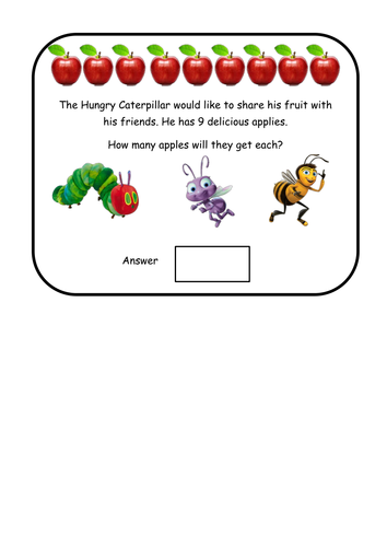 Hungry Caterpillar Sharing Word Problems for Maths Challenges