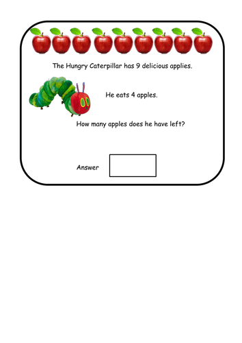 Hungry Caterpillar Word Subtraction Problems