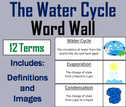 The Water Cycle Word Wall Cards Teaching Resources