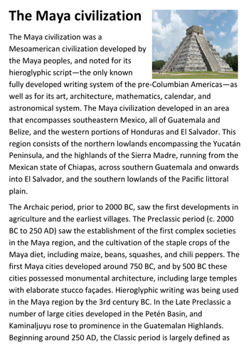 The Maya civilization Handout