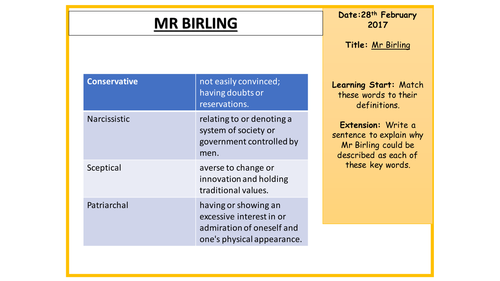 An Inspector Calls Revision SOW