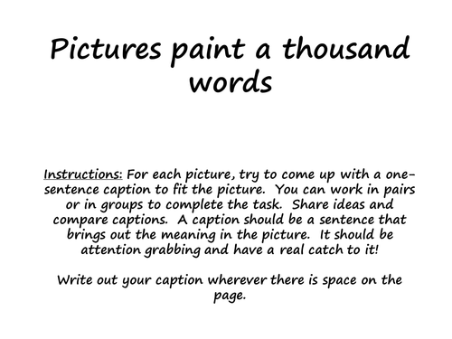 Pictures Paint A Thousand Words Game Teaching Resources