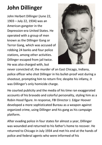 John Dillinger Handout