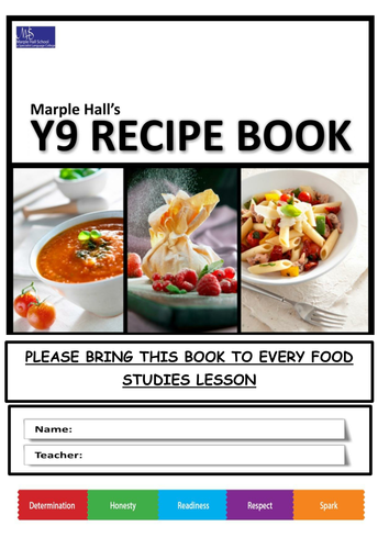 Recipe book aimed at Year 9