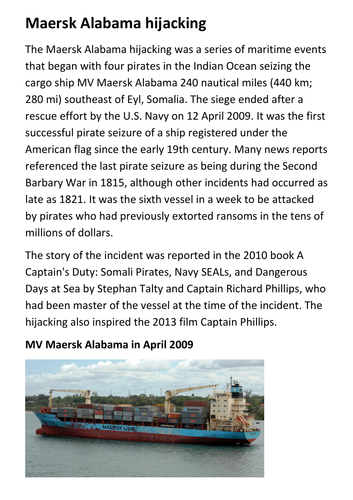 Maersk Alabama hijacking Handout