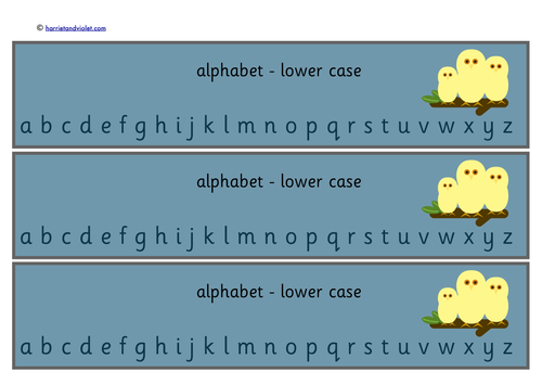 Owl babies lower case alphabet chart